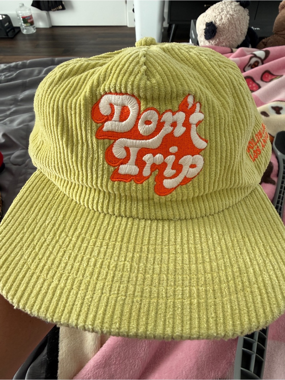 Don't Trip Corduroy Cap in Lime Green
